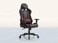 Silla gamer ergonómica estilo racing, fondo de vitrina