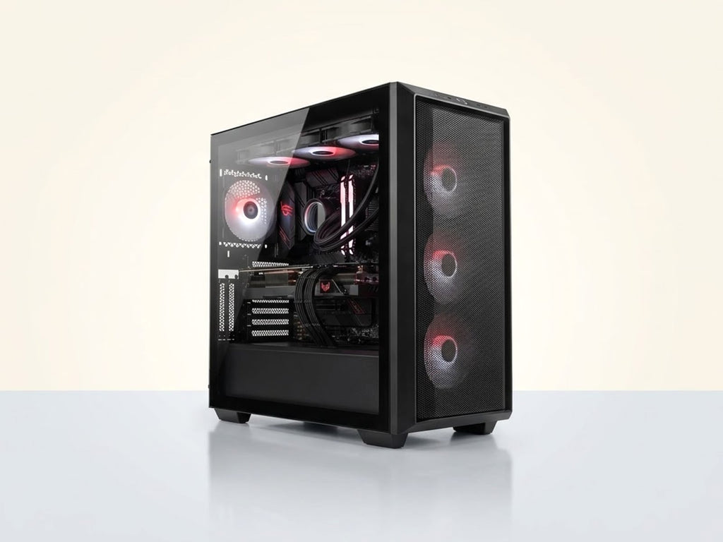 Torre gaming Intel Core i7 con RTX 4060, fondo de vitrina