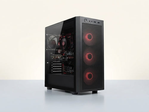 Torre gaming Power Group Ryzen 5 5500X3D, fondo de vitrina