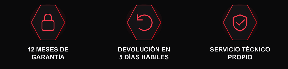 12 meses de garantía, devolución en 5 días hábiles, servicio técnico propio