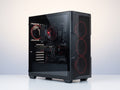 Torre AMD Ryzen 5 Gaming con monitor, fondo de vitrina